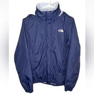 The North Face Woman’s Blue Lightweight Rain Jacket With Hood Size M EUC